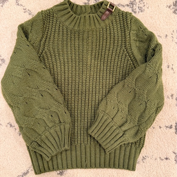 Janie and Jack Olive Knit Sweater with Buckle Detail - Picture 2 of 7